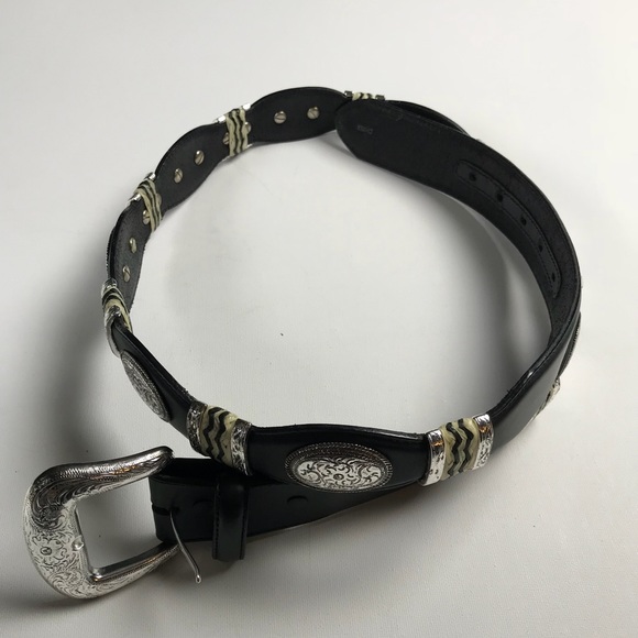 Tony Lama Western Cowboy Belt Leather BLACK CUTTING CHAMP 9113L